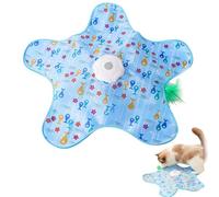 2-In-1 Hide and Seek Game Cat Toy, Interactive Cat Toys for Indoor Cats, 360° Automatic Hide and Seek Cat Toy with Moving Feather & Chirping, USB Rechargeable & Motion Activated (A)