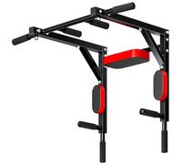 2-in-1 Home Gym Pull Up Bar with Heavy Duty Steel Construction with Padded Handlesand Multi-Functional Design for Effective Muscle Training, 440lbs Strength Training Equipment,No Drilling Black