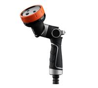2-in-1 Hose Pipe Spray Gun, Heavy Duty Metal Garden Hose Sprayer with 4 Spray Patterns, Magic Twist and Thumb Flow Control, Ideal for Watering Plants & Lawns, Washing Cars & Pets, Orange
