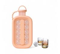 2-in-1 Ice Ball Tray & Water Bottle - 17 Ice Cube Mold with Secure Lid, Portable BPA-Free Ice Cube Maker for Whiskey, Cocktails, Coffee & Drinks - Powder Pink