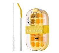 2-in-1 Ice Cube Maker & Drinking Bottle with Straw, Portable Ice Cube Tray 22 x 11 x 7 cm | Press to Release Ice Cubes | Ice Cube Machine for Picnic Camping Office | BPA Free & Tight