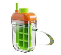 2-in-1 Ice Cube Maker Water Bottle with Straw, Food-Grade Leak-Proof Portable Ice Cup, One-Touch Ice-Release Freezer Tray Bottle for Gym Travel Outdoor Camping Watch Parties Green