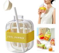 2 in 1 Ice Cube Water Bottle with Straw | Portable Press-to-Release Ice Tray for Home, Office & Outdoor | Leakproof BPA-Free Reusable Ice Maker for Drinks, Picnics (White, 500ml)