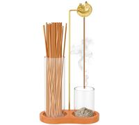 2 in 1 Incense Holder, Anti-Ash Flying Incense Burne with Glass Ash Catcher and Incenses Sticks Organizer Wooden Upside Down Incenses Holder for Home Decor Meditation Yoga and Spa