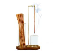 2 in 1 Incense Holder for Sticks, Anti-Ash Flying Incense Burne with Glass Ash Catcher and Incense Sticks Organizer for Meditation Yoga Spa Home Decor (Dark Base)