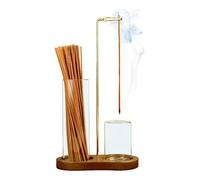 2 In 1 Incense Holder for Sticks, Glass Hang Upside Down Incense & Candle Holder With Storage, Porta Inciensos Elegantes with Ash Catcher for Meditation Yoga Spa Room Decor(Retro Color)