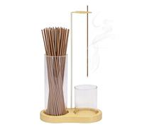 2 in 1 Incense Holder for Sticks with Glass Ash Catcher, Upside Down Insence Stick Burner, Modern Vertical Inscents-Sticks Holder for Yoga Spa Meditation Home Decor (natural wood color)