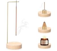 2-in-1 Incense Holder, Handmade Wooden Base Incense Stick Holder, Modern Design with Cone Spool, 9 Hole Incense Holder, Incense Burner for Home Office Decor, Yoga, Meditation