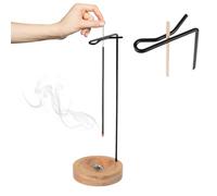 2-in-1 Incense Holder, Incense Stick Holder, Handmade Wooden Round Base Upside Down Incense Burner Holder, Incense Stick Holders for Home Yoga Meditation Spa Relaxation Home Decor (Black)