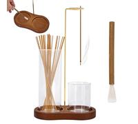 2 in 1 Incense Holder, Upside Down Incense Stick Holders with Ash Removal Brush, Removable Glass Ash Catcher and Wooden Base, Insence-Stick Holder for Yoga, Tea Ceremonies, Meditation, Spa