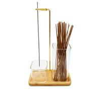 2 in 1 Incense Sticks Burner Holder with Storage and Ash Catch Glass Tubes, Upside Down Hanging Metal Incense Burner for Zen Meditation, Yoga