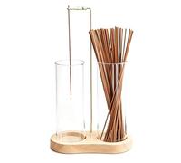 2 in 1 Incense Sticks Burner Holder with Storage, Hang Upside Down Incense Holder for Sticks with Glass Ash Catcher for Meditation Yoga Spa Room Decor (Wooden)
