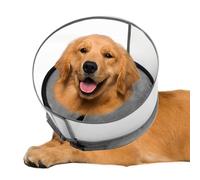 2-in-1 Inflatable Dog Cone Collar for Large Dogs After Surgery, Adjustable Blow-Up Elizabethan Cone to Stop Licking & Biting Wounds with Detachable Anti-Licking Shield (L, Grey)