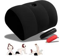 2-in-1 Inflatable Soft PVC Sex Pillow Dildo Mount Position Pad Support 300lb for Women & Couples Black 17.7in
