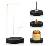 2-in-1 Insensé Sticks Holder, Handmade Wooden Base Incense Stick Holder, Modern Design with Cone Spool, 9 Hole Incense Holder, Incense Burner for Home Office Decor, Yoga, Meditation(Black)