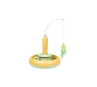 2 in 1 Interactive Cat Toy, Self-Play Kitty Toy for Indoor Cats Kittens & Adult Cats, Fluttering Feather Wand & Rolling Track Ball Combo, Relieve Boredom & Stay Amused When Alone (Yellow)