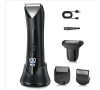 2-in-1 intimate shaver man, razor men's intimate area with LED light/display, USB charging station, body razor men, wet and dry, intimate razor men for chest, legs, groin, armpit, IPX7