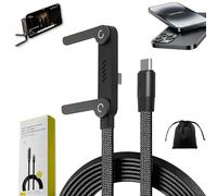 2-in-1 Invisible Holder Charger Cable, 240W Fast USB-C Charging Cord with Built-In Foldable Phone Stand, 1.5m Durable T-Shaped Multi-Functional Cable Compatible with iPhone, Android, Samsung (1)