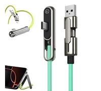 2-in-1 Invisible Holder Charger Cable with Foldable Stand, 240w Super Fast Charging 1.5m/5ft Type-C Cable Data Cable, Sideways Phone Charger for Smartphones Tablets Gaming Office Travel (New-1pcs)