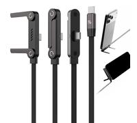 2-in-1 Invisible Holder Charger Cable with Stand, 240W Fast Charging USB C Cable with Built-in Phone Stand, Foldable T-Shaped Sideways Charger Cord, 1.5m for iPhone Samsung Smartphones Laptops