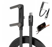 2-in-1 Invisible Holder Charger Cable with Stand, Nylon Braided USB C to USB C Cable 1.5M, 240W Fast Charging Cord Phone Stand, Sideways Phone Charger