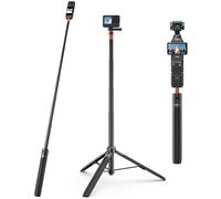 2-in-1 Invisible Selfie Stick Tripod for Insta360 X5/X4/X3/ONE X2, DJI Osmo 360, 53.5" Action Camera Extension Pole/Extendable Handle Grip/Accessories for GoPro, DJI Osmo Pocket 3