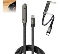 2-in-1 Invisible Stand Charging Cable - 240W USB C Fast Charging Cord with Built-in Multi-Angle Adjustable Phone Holder, Sideways Phone Charger for Smartphones Tablets (Black)