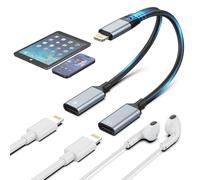 2-in-1 iPhone to Dual Lightning Jack Headphone and Charger Cable Adapter,【Apple MFi Certified】 iPhone Headphone Splitter Support Call+Music+Charge, i-Phone Aux Audio Adapter for i-Phone 14 13 12 11