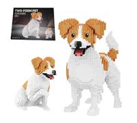 2 IN 1 Jack Russell Terrier Dog Building Set, 2353PCS Pet Puppy Mini Micro Building Blocks Toy, Cute Puppy Animal Figure Model Kit, Home Desk Decor, Birthday Gifts for Teens Boys Girls
