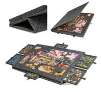 2-in-1 Jigsaw Puzzle Board 1000 Pieces with Adjustable Stand & Cover, Portable Puzzle Case with 6 Sorting Drawers, Non-Slip Tilting Table for Storage & Neck Pain Relief