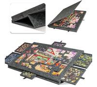 2 In 1 Jigsaw Table, Tilting Jigsaw Puzzle Board with 6 Drawers, Easy To Move & Store Under The Couch, for Adults Kids Boy Gi Dark Dark grey 90*63*4.2cm(1500)