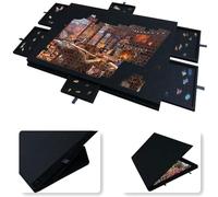 2 In 1 Jigsaw Table, Tilting Jigsaw Puzzle Board with 6 Drawers, Easy To Move & Store Under The Couch, for Adults Kids Boy Gi Dark Black 90*63*4.2cm(1500)