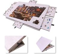 2 In 1 Jigsaw Table, Tilting Jigsaw Puzzle Board with 6 Drawers, Easy To Move & Store Under The Couch, for Adults Kids Boy Gi Dark Light camel 77 * 53.6 * 4.2cm(1000)