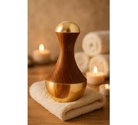 2 in 1 Kansa Wand Mini Ayurvedic Face Acupoint Massager for Detoxification & Deep Relaxation Massage Tool Teak Wood Handle (Natural-4)