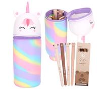 2-in-1 Kawaii Pencil Case, Comes with a Box Erasable Pens, School Pencil Case, with Zip, Standing, for School Home Office Supplies, Multicolour, camouflage white