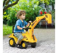 2 in 1 Kids Ride On Tractor Pull Cart with Bucket, Under Seat Storage, Horn HOMCOM Yellow One Size