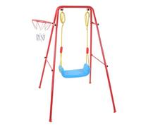 2 in 1 Kids Swing Set with Basketball Hoop, Heavy Du Design, 60kg Load Capaci, Plastic Alloy for Backyard Fun, Stable Triangular Support Structure