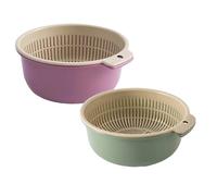 2 in 1 Kitchen Colander Bowl Set Drain Colander Bowl Set Kitchen Fruit Washing Strainer Suitable Dual Layer Draining Basket for Pasta Dual Layer Vegetables Fruit Cleaning Strainer Container Family Use
