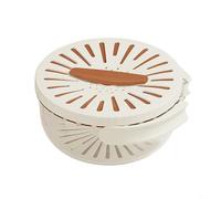 2 in 1 Kitchen Drain Basket Fruit Washing Bowl Strainer Container with Rotating Lid and Foldable Handle for Vegetables Pasta Rice Storage(Brown)