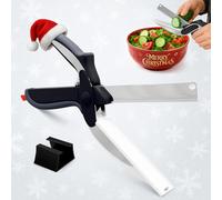 2 in 1 Kitchen Scissors for Food - Stainless Steel Cutting Board Scissors with Safety Lock | 9.6" Tomato Knife, Fruit & Vegetable Cutter - Easy-to-Use Kitchen Shears for Meat, Cheese and More