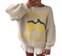 2 in 1 Knitted Cardigan Sweater V Neck Button Down Drop Shoulder Knit Jumpers Artistic Aesthetic Limon Printed Jacket Baggy Y2K Fashion Going Out Preppy Style Versatile Street Outwear White