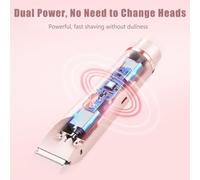 2 in 1 Lady Dual-Head Shaver, IPX7 Waterproof Wet & Dry, Women's Body Hair Trimmer & Facial Hair Remover for Bikini Underarms Legs Arms Body Face