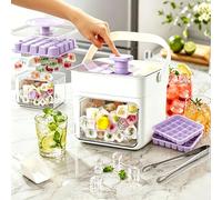 2-in-1 Large Capacity Ice Maker & Storage Bin Set, High Capacity 50-Cube Grid with One-Touch Ice Dispensing, 2026 Ice Maker Stay Cool All Summer for Parties, Bbqs & Daily Drinks (Purple)