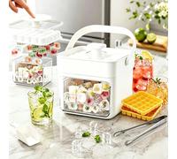 2-in-1 Large Capacity Ice Maker & Storage Bin Set, High Capacity 50-Cube Grid with One-Touch Ice Dispensing, 2026 Ice Maker Stay Cool All Summer for Parties, Bbqs & Daily Drinks (White)