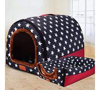 2-in-1 Large Dog Bed House with Roof, Portable Calming Cave Igloo, Washable Orthopedic Cushion, Anti-Anxiety Soft Warm