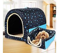 2-in-1 Large Dog Bed House with Roof, Portable Igloo Dog House, Washable Orthopedic Cushion, Anti-Anxiety Soft Warm