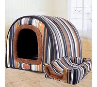 2-in-1 Large Dog Bed House with Roof, Portable Igloo Dog House, Washable Orthopedic Cushion, Anti-Anxiety Soft Warm