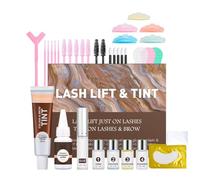 2-in-1 Lash Lift and Tint Kit,Professional Eyelash Perming and Brow Lamination Set with All Tools Included, Long-Lasting Semi-Permanent Curling and Dye for Home Use (Brown)
