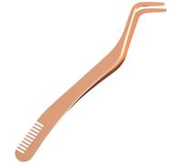2-in-1 Lash Tweezer Professional Double Ended Lash Extension Tweezer with Built-in Comb Precision Stainless Steel Curved False Eyelash Nipper Tools for DIY 3D/5D/6D Volume Eyelash Applications