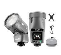 2-in-1 LED Flash and Video Light, Rechargeable Battery 2000mAh, GN28 Round Head Flash, Support HSS/TTL, Pilot Lamp 3W, Bi-Color Temperature 2700K~6500K, CRI >95